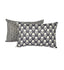 Glint Printed Grey Cotton Cushion Cover (Set of 2)