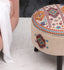 Embroidered Upholstred Red Kilim Wooden Stool