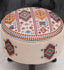 Embroidered Upholstred Red Kilim Wooden Stool