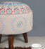 Embroidered Upholstred Lotus Wooden Stool