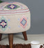 Embroidered Upholstred Pink Kilim Wooden Stool