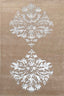 Elegant hand-tufted beige & silver damask wool rug for living room