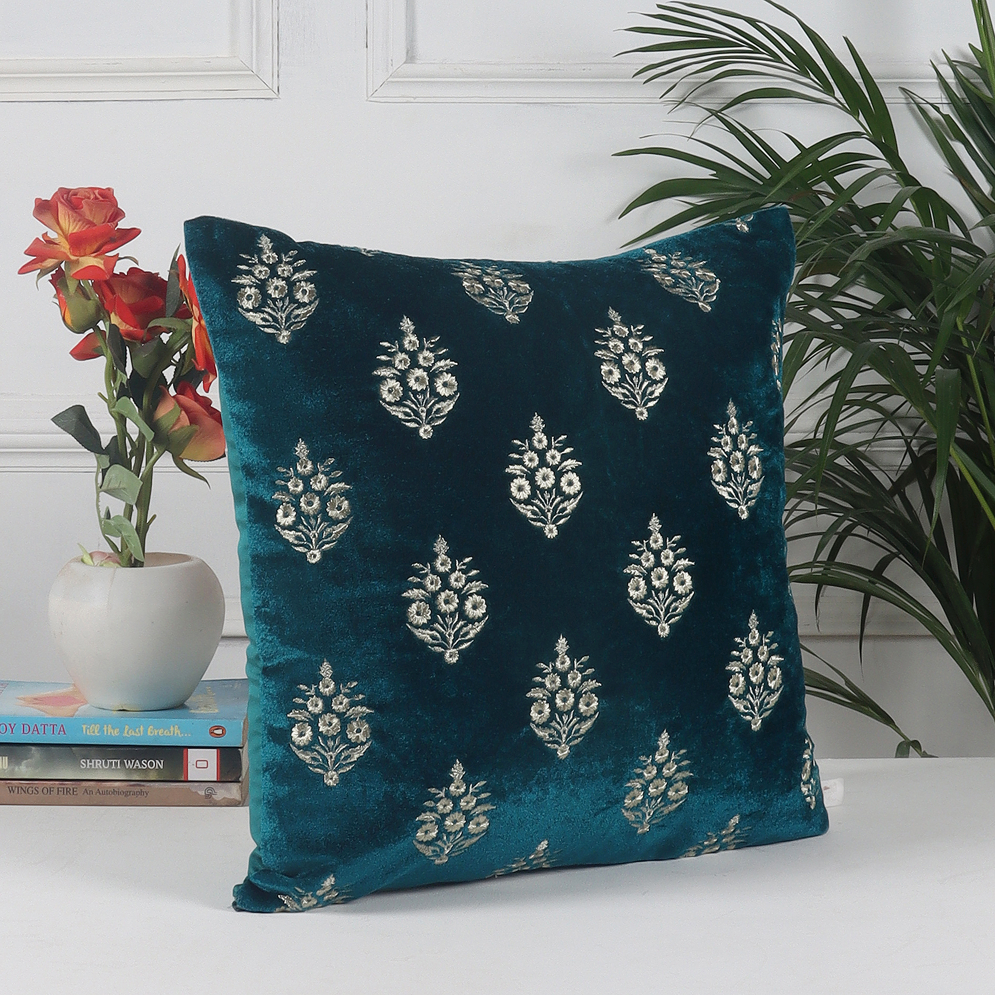 Turquoise cushion cover