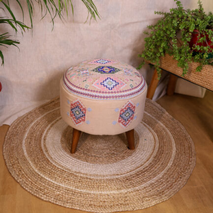 Pink Wooden Stool